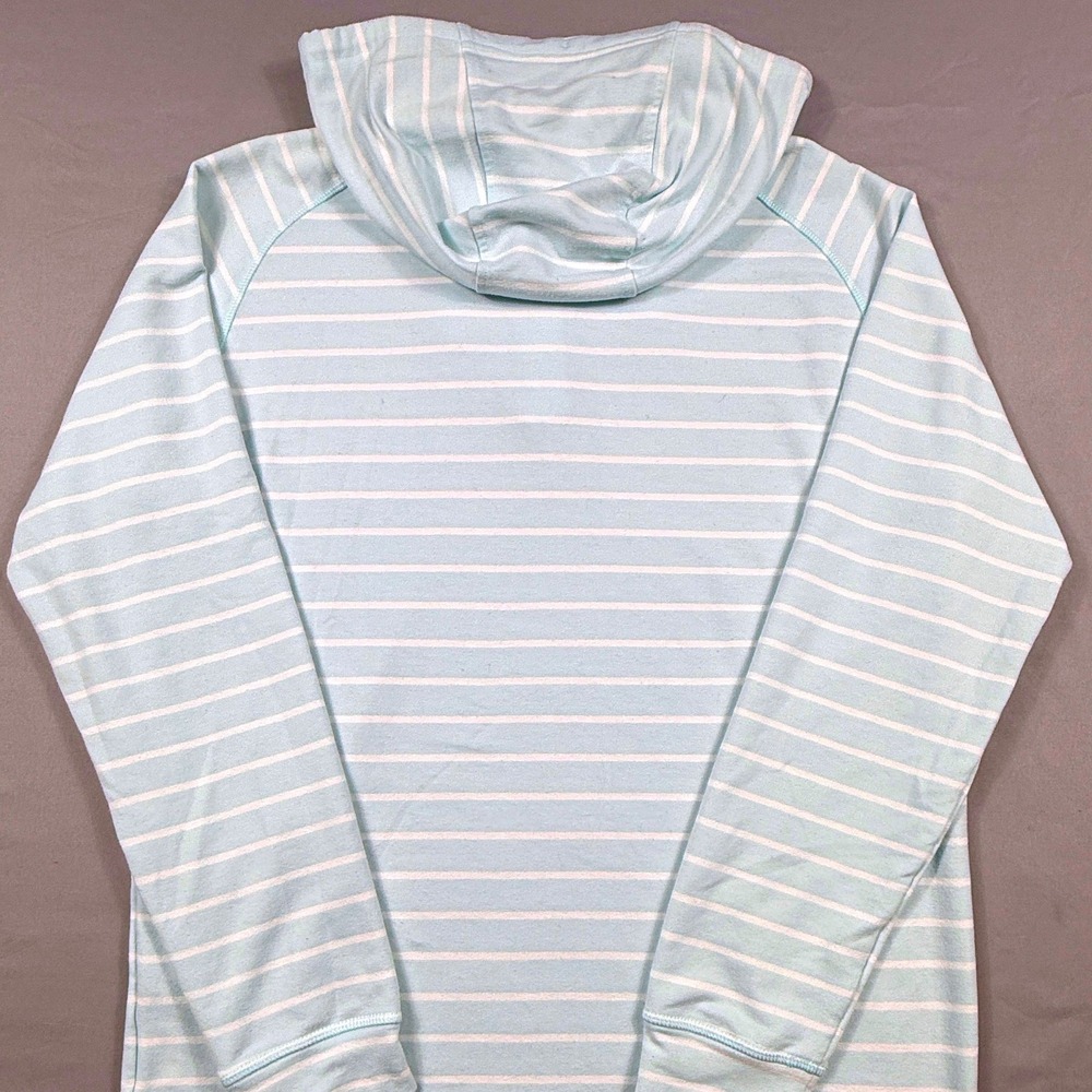 Swannies Mens Large Light Blue White Striped Quarter Zip Golf Hoodie Pullover - Picture 4 of 9